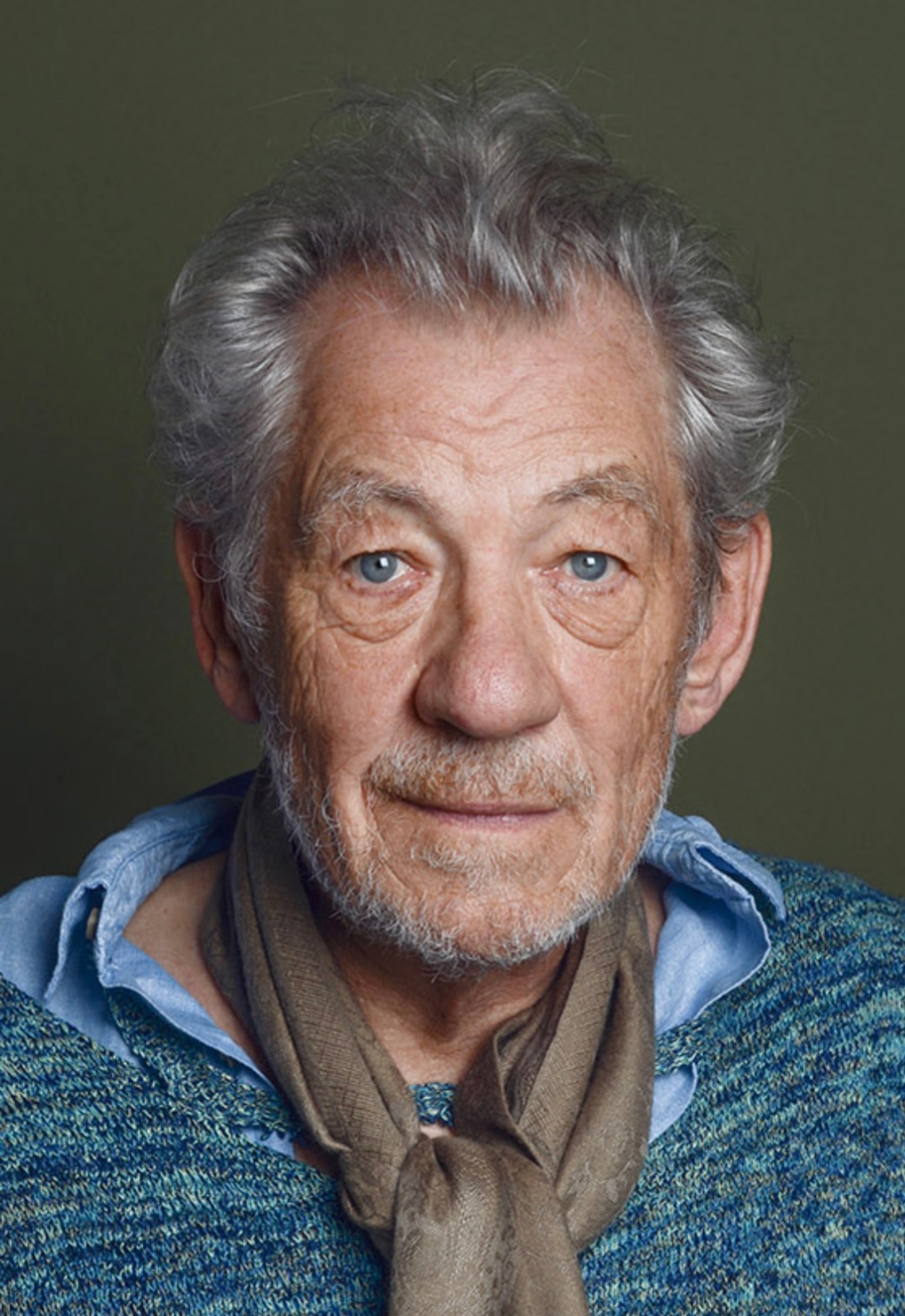 A photo portrait of actor Ian McKellen