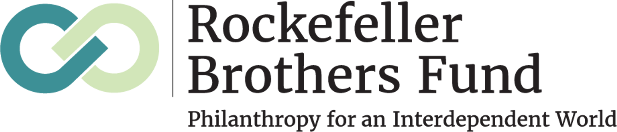 The Rockefeller Brothers Fund logo with the text: Philanthropy for an Interdependent World